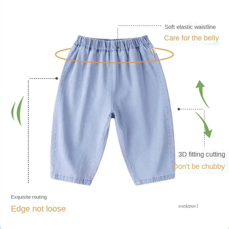Summer Baby Denim Pants 2025 New Fashion Children Casual Soft Blue Jeans Loose Trousers Boys Girls Kids Clothes